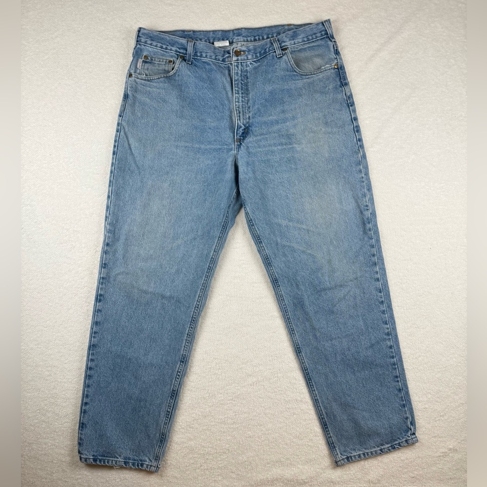 Carhartt B17 STW Relaxed Fit Men’s Work Denim Light Wash Jeans Size 42x32